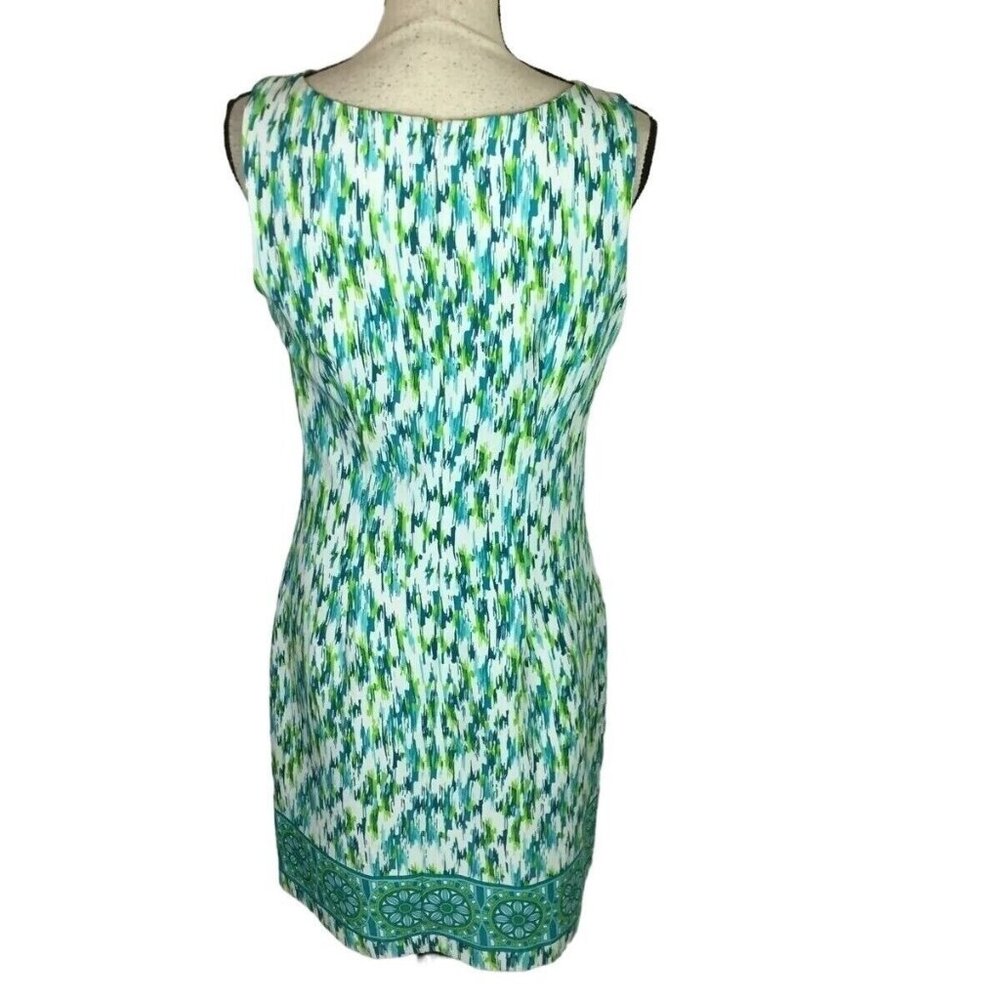 Perceptions NY Sheath Dress Womens Size 16 Blue Green White Classic Sleeveless - Picture 3 of 14